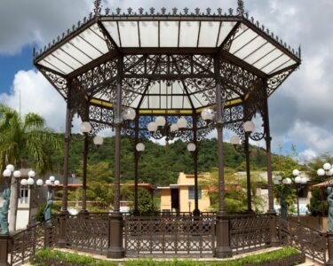 gazebo with curtains