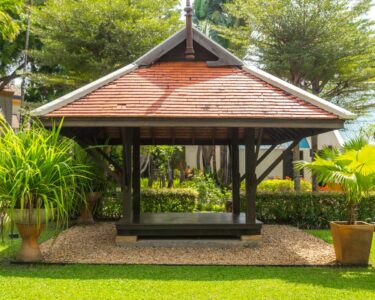 wood gazebo metal roof