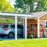 carport with shed