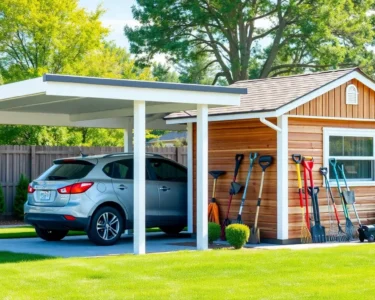 carport with shed