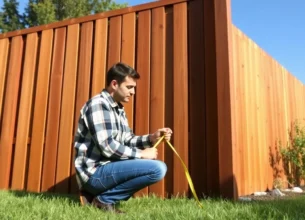 wooden fence installation
