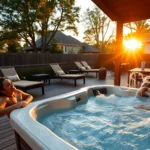 deck with hot tub