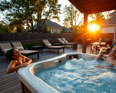 deck with hot tub